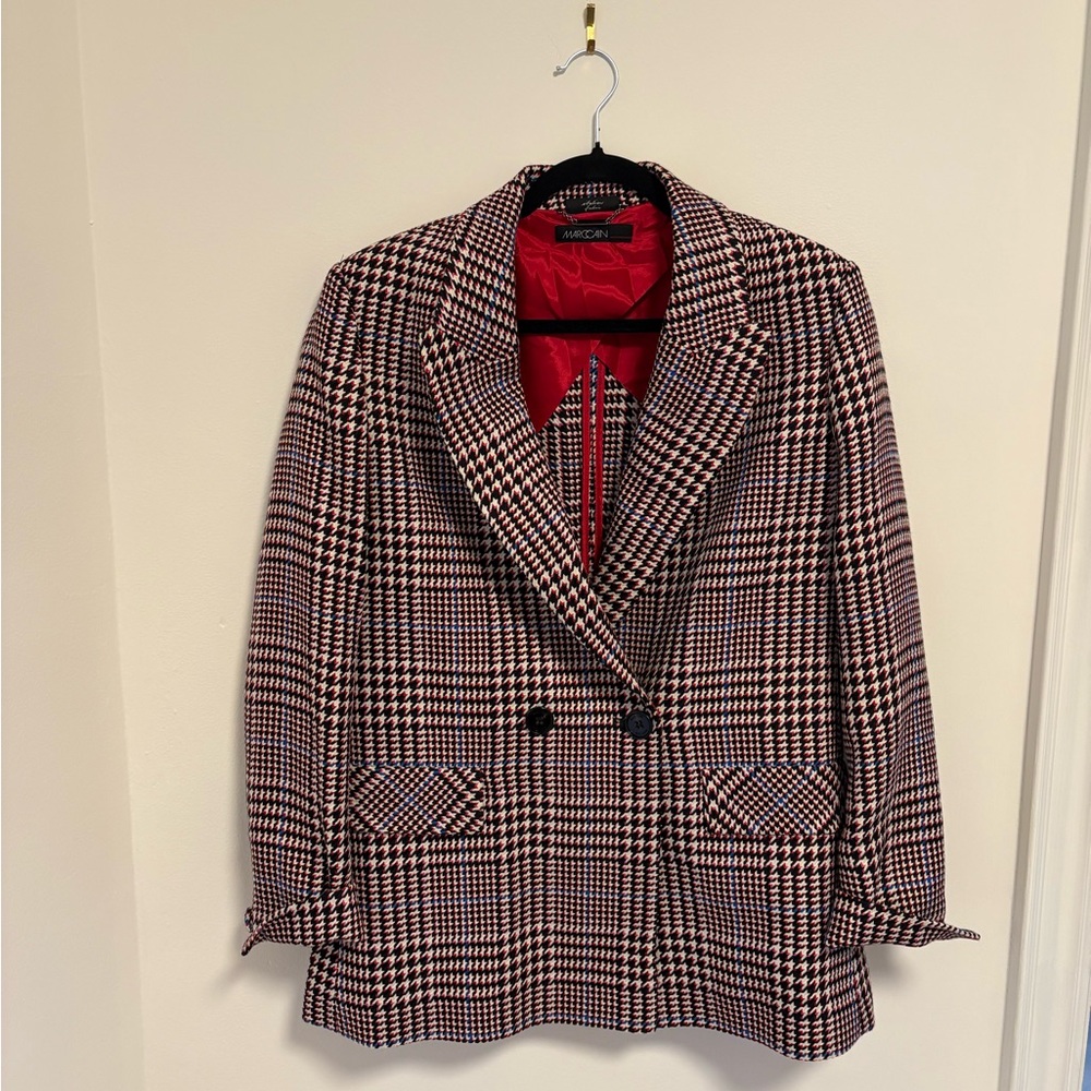 Marc Cain Houndstooth Blazer in Black, White & Red